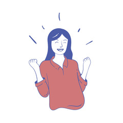 Happy business woman. Expression of awe and happiness. Vector illustration in cartoon style