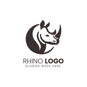 Modern Rhino Logo Design Sporting a Sleek, Monochrome Style for Brand Identity