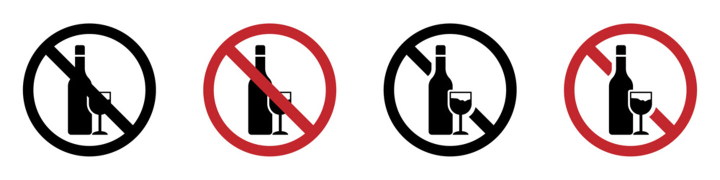 No alcohol black vector flat icons