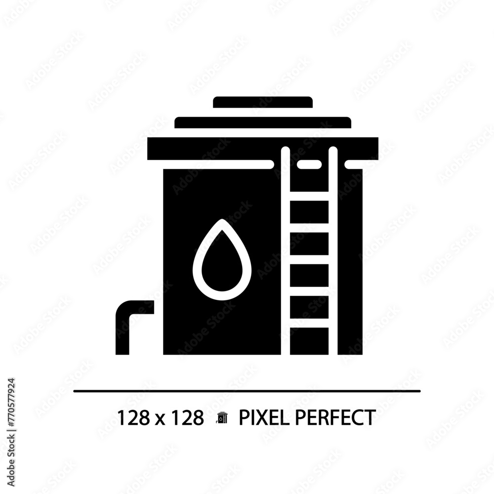 Canvas Prints water reservoir black glyph icon. storage tank. municipal water system. resource management. silhoue