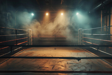 An empty boxing ring - obrazy, fototapety, plakaty