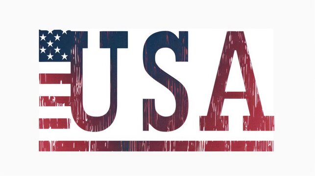 American national flag, logo banner of usa patriotism, stars and stripes with text USA, democracy and freedom