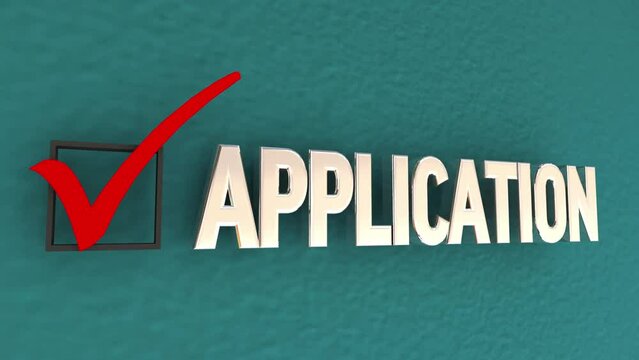 Application Check Mark Box Submit Apply Now Get Approved 3d Animation