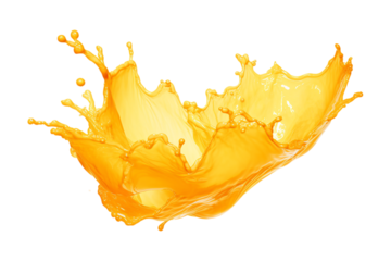 Orange juice wave swirl splash isolated in a transparent background, fresh fruit beverage liquid splashing cut out PNG