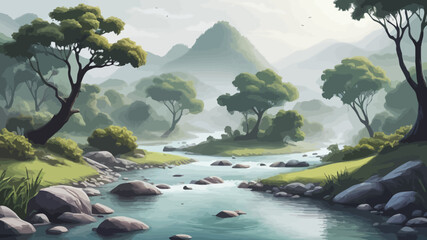 Landscape Cartoon Forest Design Very Cool