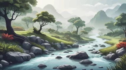 Fotobehang Landscape Cartoon Forest Design Very Cool © AYU