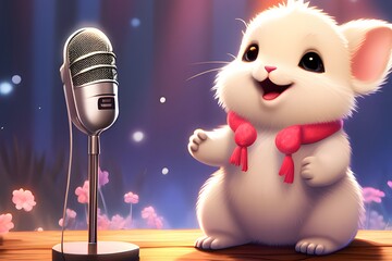 A cute singing animal. Generative ai.