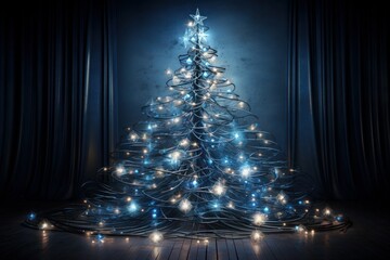 Blue background Christmas Tree