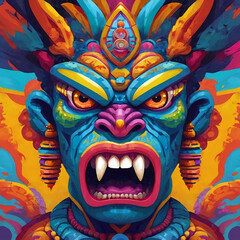 Colorfull totem head illustration