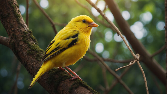 Canary bird nice look in jungle 