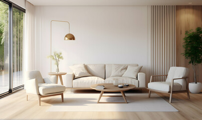 Fototapeta na wymiar modern bright interiors apartment 3D rendering illustration computer digitally generated image