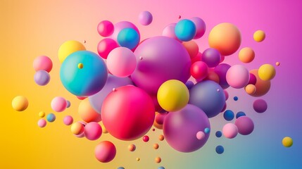 Fototapeta na wymiar Colorful rainbow matte balls in different sizes. Abstract composition with multicolored flying spheres. Vector background