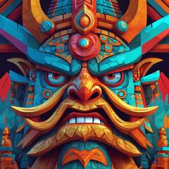 Colorfull totem head illustration