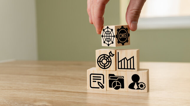 concept of content management systems, digital management, mobile applications, social networks and website development.