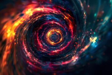 Colorful Vortex Energy, Cosmic Spiral Waves, Multicolor Swirls Explosion, Abstract Futuristic Digital Background