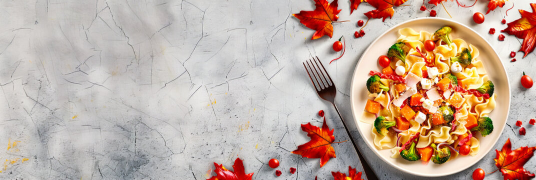 Festive Autumn Table Setting: A Warm and Welcoming Dinner Setup with Seasonal Decorations and Golden Cutlery