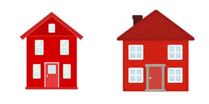 Traditional and Modern Red House Illustration Variations, Transparent PNG
