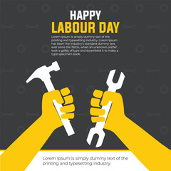 Happy Labour Day celebration background with tools in flat style