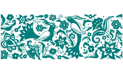 Floral frame, seamless pattern, vignette, border for design template. Elements in Oriental style. Floral borders, flower illustration. Indian ornaments. Isolated ornament. Ornamental decoration