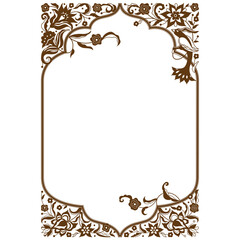 Floral frame, vignette, border, card design template. Elements in Oriental style. Floral silhouette border, premade card. Arabic ornament. Isolated ornaments. Ornamental decoration