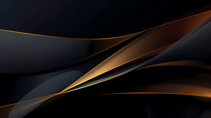 Abstract Gradient Black Background with Luxury Golden Line
