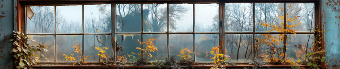 A Rustic View Beyond the Panes, Where Nature Reclaims Its Territory with Graceful Aging