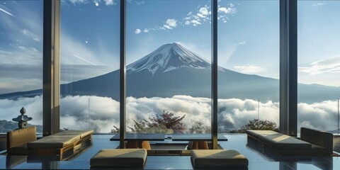 Above the clouds: A panoramic window offers a breathtaking view of Fuji's snow-capped peak