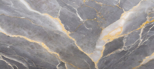 Beautiful grey curly marble with golden veins. Generative AI.
