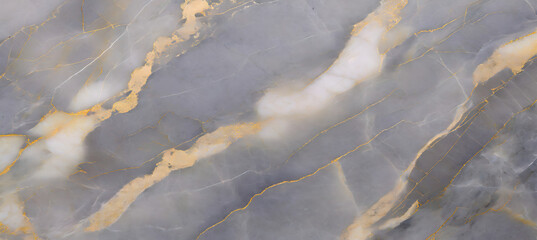 Beautiful grey curly marble with golden veins. Generative AI.