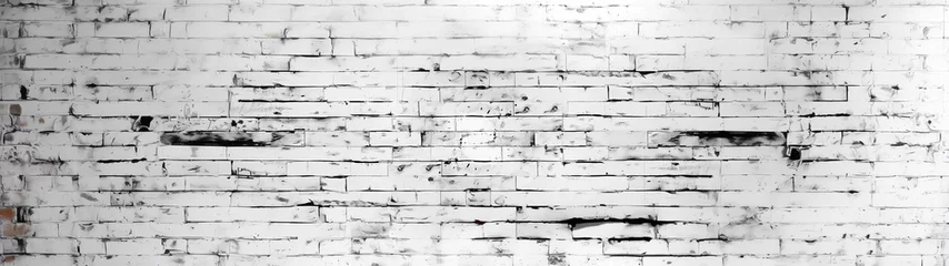 Deurstickers Whitewashed brick wall background with an aged distressed vintage rustic texture effect painted with a white vintage whitewash, stock illustration image © Tony Baggett