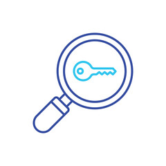 Blue Line Key Search vector icon