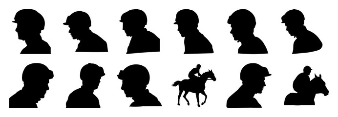 Jockey horse silhouette set vector design big pack of illustration and icon