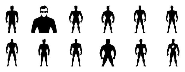 Superhero silhouette set vector design big pack of illustration and icon