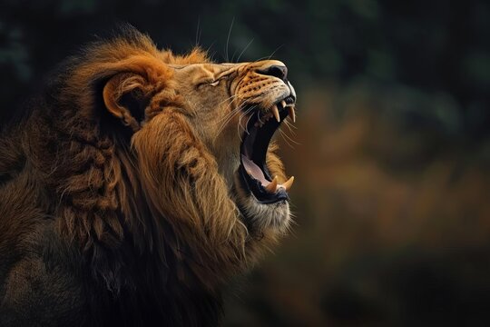 Majestic Lion Roaring in Natural Habitat - Power and Grace, Wildlife Photography
