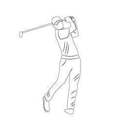 male golfer, sketch on white background vector