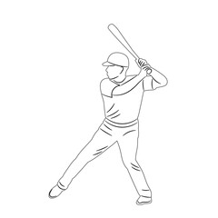baseball man, sketch on white background vector