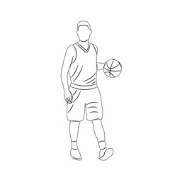 male basketball player, sketch on white background vector
