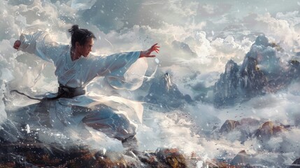 Martial Arts Master. Kung fu wallpaper - obrazy, fototapety, plakaty