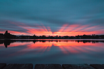 Fantastic Sunrise over a river landscape