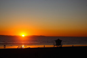Fototapeta na wymiar Huntington Beach, CA at Sunset.