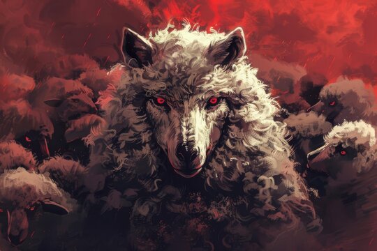 Wolf in Sheep's Clothing Concept - Unique Identity, Hidden Danger, Digital Painting