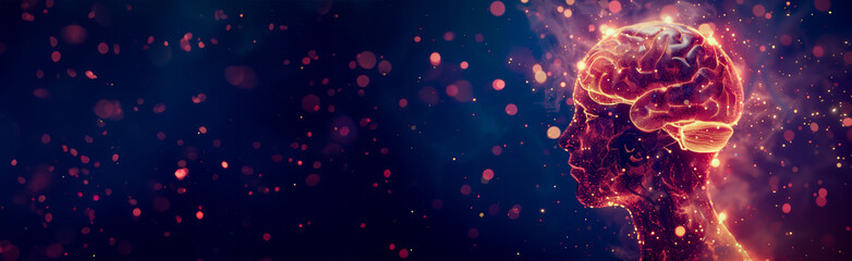 Fototapeta premium Energy flowing through human brain with artificial intelligence 