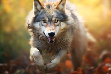 running wolf with motion blurred background, wolf in motion, running wolf motion blurred, wof