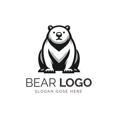 Bold Black and White Bear Logo Design for Brand Identity Purposes