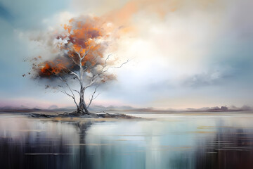 Tranquil Waterscape Dreams, abstract landscape art