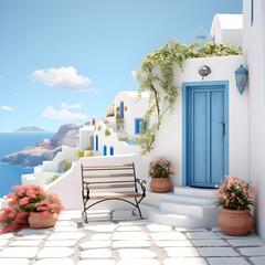 Fototapeta na wymiar Santorini island, Greece. Traditional architecture. 3D rendering