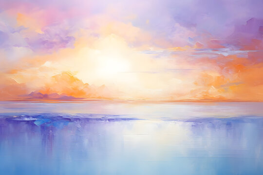 Sunny Horizon Serenity, abstract landscape art