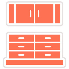 Kitchen Cabinet Vector Icon Design Illustration