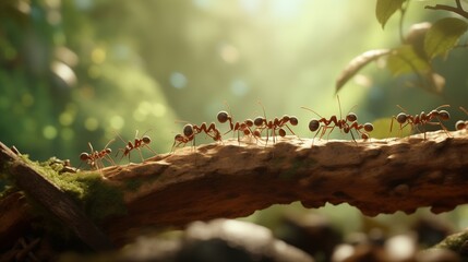 A mesmerizing HD video footage capturing a team of ants working together to form a remarkable bridge, showcasing the concept of unity and teamwork in the insect world.