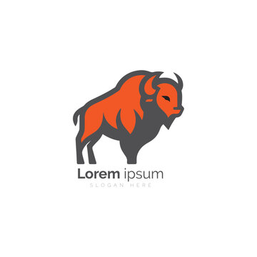 Stylized Bull Logo Design in Orange and Black for Branding Purposes